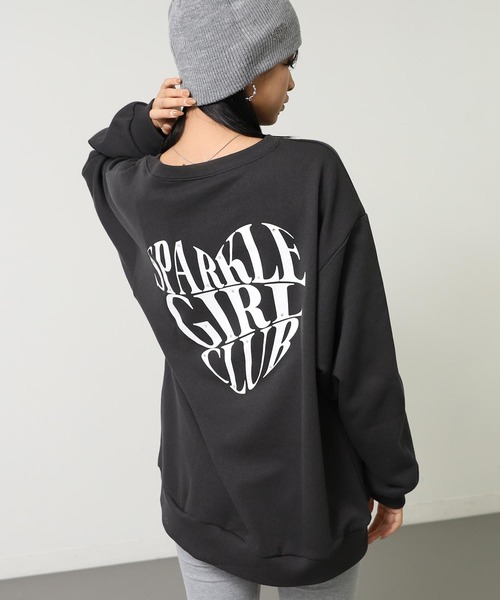 ANAP（アナップ）の「ポイント ラインストーン ハートロゴ 裏毛 スウェット（スウェット・レディース・オレンジ/ブラウン/ライトグレー/ダークグレー・F）」の11枚目の写真