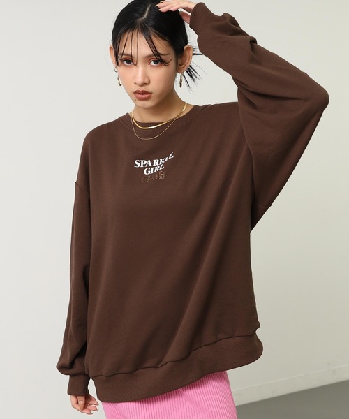 ANAP（アナップ）の「ポイント ラインストーン ハートロゴ 裏毛 スウェット（スウェット・レディース・オレンジ/ブラウン/ライトグレー/ダークグレー・F）」の14枚目の写真