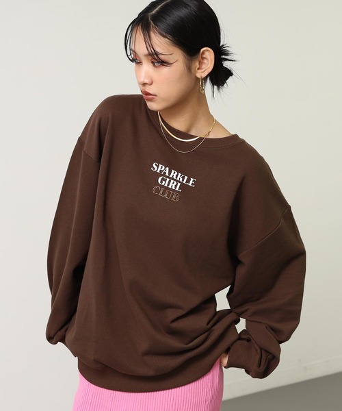 ANAP（アナップ）の「ポイント ラインストーン ハートロゴ 裏毛 スウェット（スウェット・レディース・オレンジ/ブラウン/ライトグレー/ダークグレー・F）」の15枚目の写真