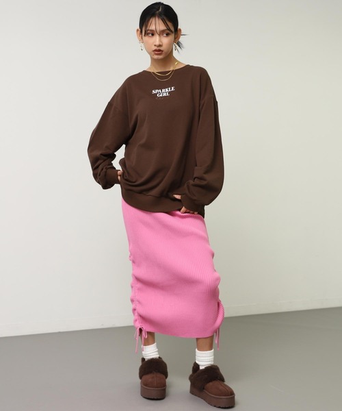 ANAP（アナップ）の「ポイント ラインストーン ハートロゴ 裏毛 スウェット（スウェット・レディース・オレンジ/ブラウン/ライトグレー/ダークグレー・F）」の17枚目の写真