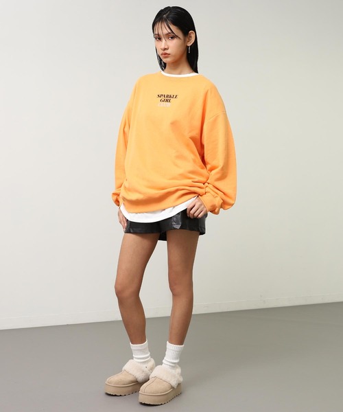 ANAP（アナップ）の「ポイント ラインストーン ハートロゴ 裏毛 スウェット（スウェット・レディース・オレンジ/ブラウン/ライトグレー/ダークグレー・F）」の21枚目の写真