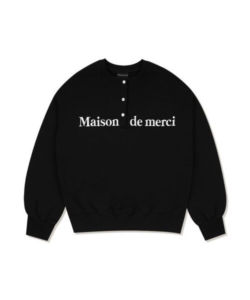 FABULOUS ARCHIVE(ファビュラスアーカイブ)の「ウィメンズクロップクラシックロゴエンボス刺繍ヘビーテリーヘンリーネックブラック(FCD3TS708W)(スウェット・レディース・ブラック・FREE)」の1枚目の写真