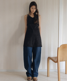 Veta suede frill dress (black)