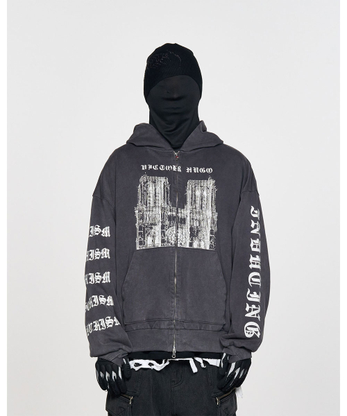 SCHISM INDUCING(スキズムインデューシング)の「NOTRE DAME ZIP HOODIE CHARCOAL(パーカー・レディース・その他・MEDIUM/LARGE)」の12枚目の写真