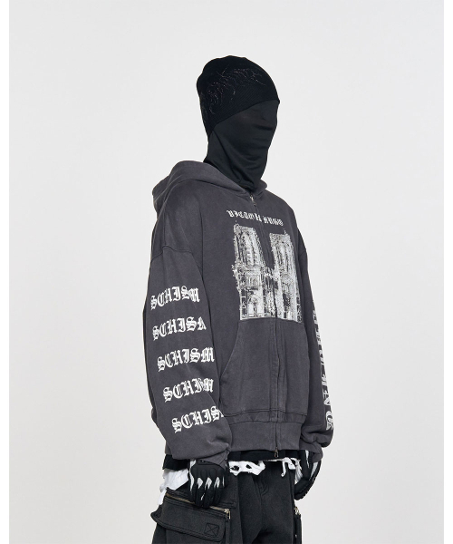 SCHISM INDUCING(スキズムインデューシング)の「NOTRE DAME ZIP HOODIE CHARCOAL(パーカー・レディース・その他・MEDIUM/LARGE)」の13枚目の写真