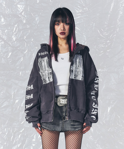 SCHISM INDUCING(スキズムインデューシング)の「NOTRE DAME ZIP HOODIE CHARCOAL(パーカー・レディース・その他・MEDIUM/LARGE)」の19枚目の写真