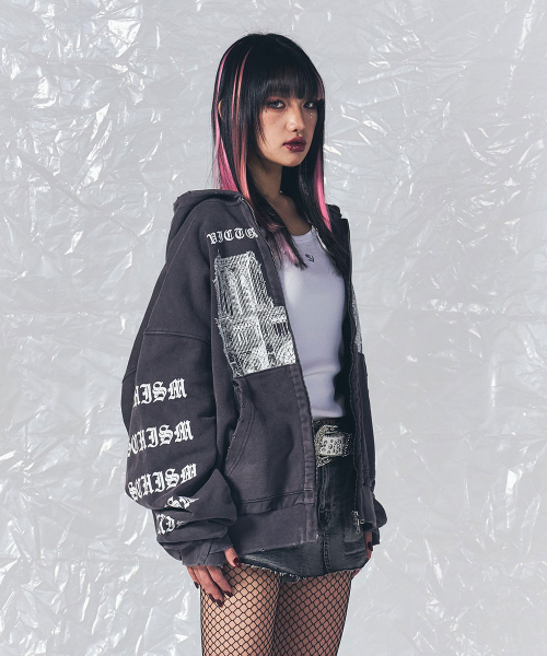 SCHISM INDUCING(スキズムインデューシング)の「NOTRE DAME ZIP HOODIE CHARCOAL(パーカー・レディース・その他・MEDIUM/LARGE)」の21枚目の写真