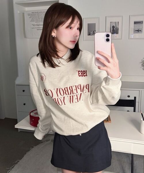 PAPERBOY(ペーパーボーイ)の「スポーツクラブ ハーフジップ - オートミール(その他トップス・レディース・その他・LARGE/MEDIUM/SMALL)」の4枚目の写真