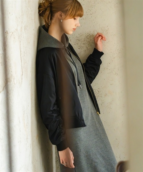 Maison INNESS(メゾンアイネス)の「エフォートレスMA-1ボンバージャケット(はっ水)(MA-1・レディース・ライトカーキ/スモークピンク/ブラック/ブラウン・S~M/L~LL/3L~4L/5L~6L)」の12枚目の写真