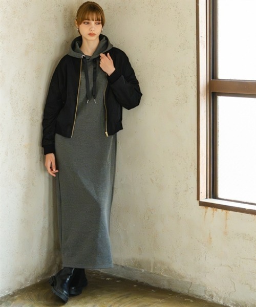 Maison INNESS(メゾンアイネス)の「エフォートレスMA-1ボンバージャケット(はっ水)(MA-1・レディース・ライトカーキ/スモークピンク/ブラック/ブラウン・S~M/L~LL/3L~4L/5L~6L)」の13枚目の写真