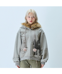L21 SNOW FUR HOOD ZIP-UP(BEIGE)