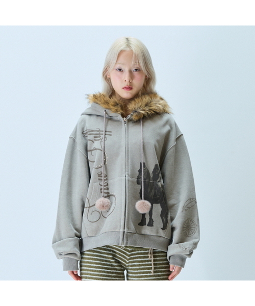 LARTIGENT(ラーティゼン)の「L21 SNOW FUR HOOD ZIP-UP(BEIGE)(パーカー・レディース・その他・FREE)」の1枚目の写真