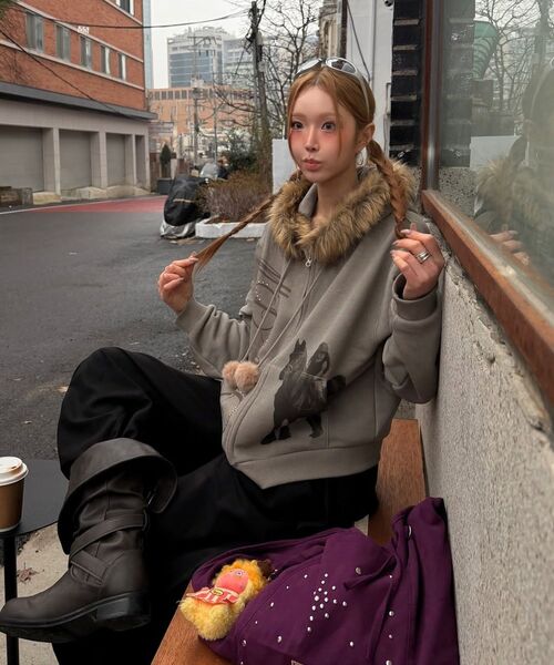 LARTIGENT(ラーティゼン)の「L21 SNOW FUR HOOD ZIP-UP(BEIGE)(パーカー・レディース・その他・FREE)」の7枚目の写真