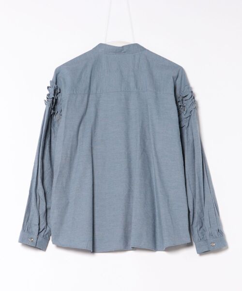 H.A.K（ハク）の「ブラッシュドツイル　フリルブラウス（シャツ/ブラウス・レディース・ブルー/ネイビー・FREE）」の3枚目の写真