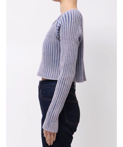 MURUA（ムルーア）の「ブリーチVネッククロップドニット（ニット/セーター・レディース・ブラック/ブルー/ベージュ・FREE）」の9枚目の写真