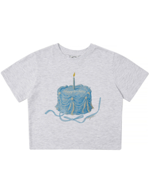 MATCHGLOBE（マッチグローブ）の「ブルーケーキクロップTシャツ（ライトグレー）（Tシャツ/カットソー）」