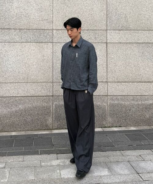 EULER(ユーラ)の「ラインクロップチェックシャツ(ブラック/ブルー)(シャツ/ブラウス・メンズ・その他・MEDIUM/LARGE)」の5枚目の写真
