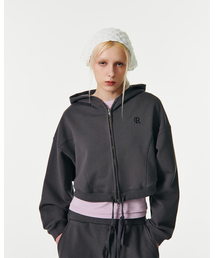 CURRENT（カレント）の「CR LOGO CROP HOOD ZIP UP [CHARCOAL]（パーカー）」