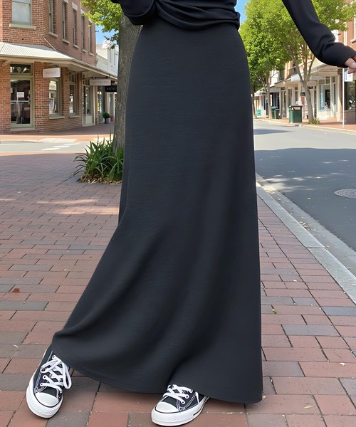 cammie(キャミー)の「ニットAラインロングスカート(スカート・レディース・ダークグレー/ブラック・M/L)」の1枚目の写真