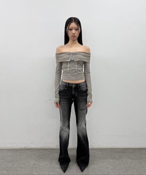 SYNERJYN（シナジン）の「CARGO PAINTING DENIM PANTS BLACK（デニムパンツ・レディース・その他・SMALL/LARGE/MEDIUM）」の7枚目の写真
