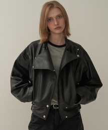 MOTT（モット）の「Lambskin leather jumper (ITALY LAMBSKIN) - Black（ライダースジャケット）」