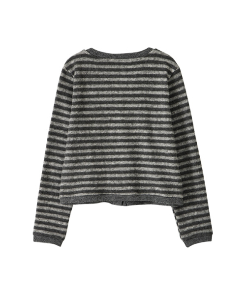 youthbath（ユースバース）の「Cat Graphic Striped Cardigan_Charcoal（カーディガン/ボレロ・レディース・その他・SMALL/MEDIUM）」の2枚目の写真