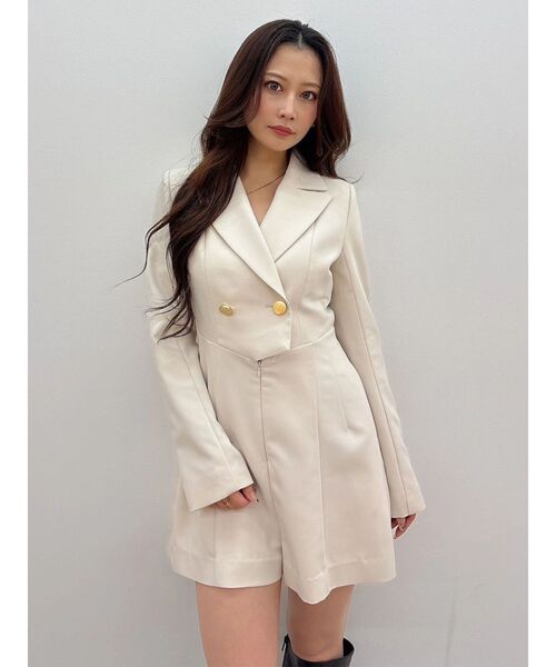 MERCURYDUO（マーキュリーデュオ）の「フィットアンドフレアジャケットミニロンパース（つなぎ/オールインワン・レディース・チャコールグレー/アイボリー・MEDIUM/SMALL）」の8枚目の写真