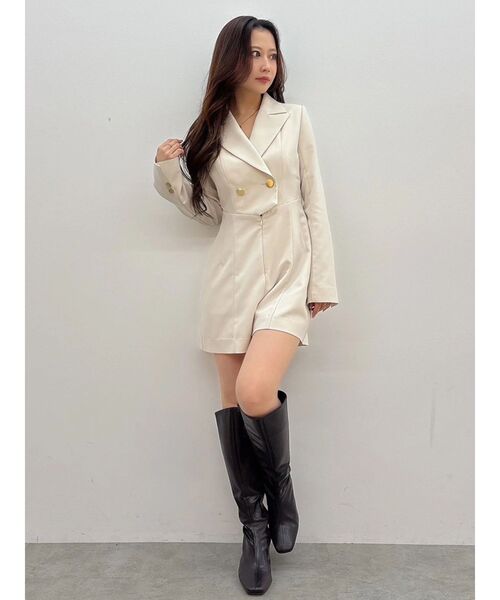 MERCURYDUO（マーキュリーデュオ）の「フィットアンドフレアジャケットミニロンパース（つなぎ/オールインワン・レディース・チャコールグレー/アイボリー・MEDIUM/SMALL）」の11枚目の写真