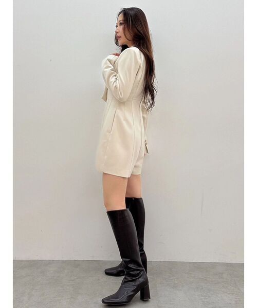 MERCURYDUO（マーキュリーデュオ）の「フィットアンドフレアジャケットミニロンパース（つなぎ/オールインワン・レディース・チャコールグレー/アイボリー・MEDIUM/SMALL）」の12枚目の写真