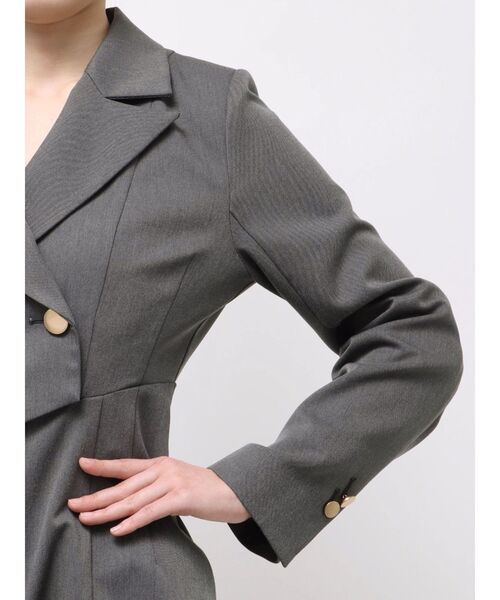 MERCURYDUO（マーキュリーデュオ）の「フィットアンドフレアジャケットミニロンパース（つなぎ/オールインワン・レディース・チャコールグレー/アイボリー・MEDIUM/SMALL）」の18枚目の写真