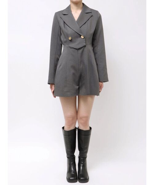 MERCURYDUO（マーキュリーデュオ）の「フィットアンドフレアジャケットミニロンパース（つなぎ/オールインワン・レディース・チャコールグレー/アイボリー・MEDIUM/SMALL）」の22枚目の写真