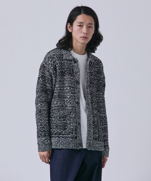 B.C STOCK（ベーセーストック）の「ツイードモール ヘビーカーディガン（カーディガン/ボレロ・メンズ・ネイビー/ブラウン/アイボリー・MEDIUM/LARGE）」の3枚目の写真