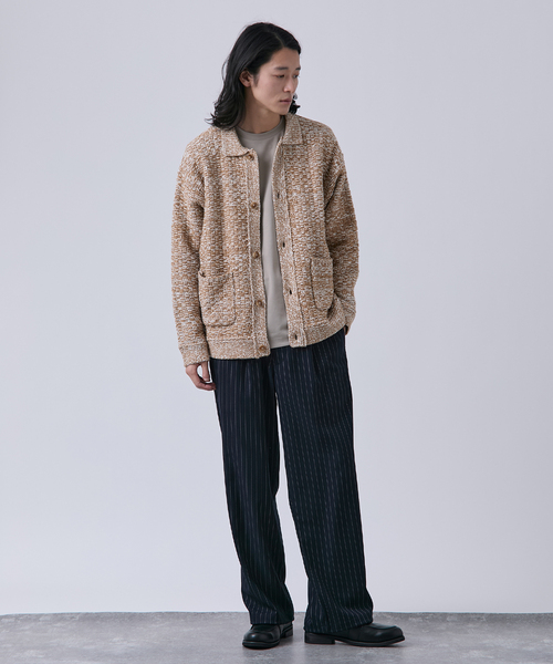 B.C STOCK（ベーセーストック）の「ツイードモール ヘビーカーディガン（カーディガン/ボレロ・メンズ・ネイビー/ブラウン/アイボリー・MEDIUM/LARGE）」の4枚目の写真