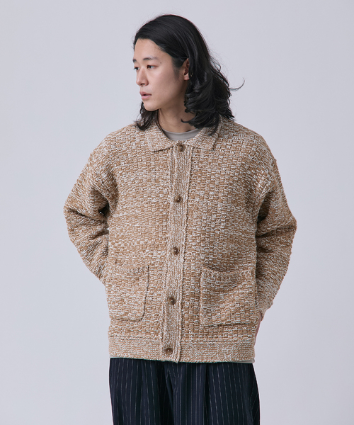 B.C STOCK（ベーセーストック）の「ツイードモール ヘビーカーディガン（カーディガン/ボレロ・メンズ・ネイビー/ブラウン/アイボリー・MEDIUM/LARGE）」の5枚目の写真