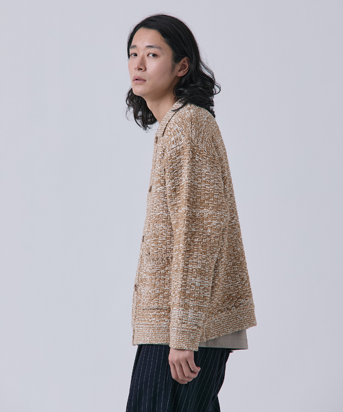 B.C STOCK（ベーセーストック）の「ツイードモール ヘビーカーディガン（カーディガン/ボレロ・メンズ・ネイビー/ブラウン/アイボリー・MEDIUM/LARGE）」の6枚目の写真