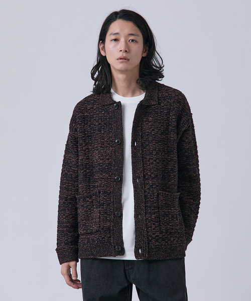 B.C STOCK（ベーセーストック）の「ツイードモール ヘビーカーディガン（カーディガン/ボレロ・メンズ・ネイビー/ブラウン/アイボリー・MEDIUM/LARGE）」の9枚目の写真