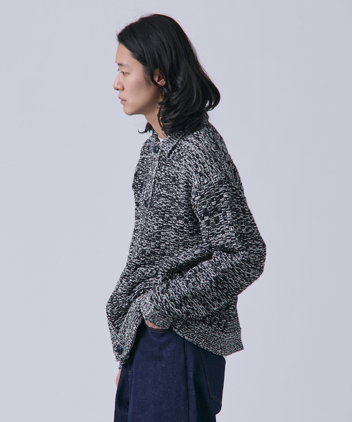 B.C STOCK（ベーセーストック）の「ツイードモール ヘビーカーディガン（カーディガン/ボレロ・メンズ・ネイビー/ブラウン/アイボリー・MEDIUM/LARGE）」の14枚目の写真