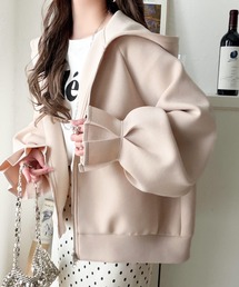 classicalelf（クラシカルエルフ）の「ふんわり、ゆったり、袖にキュン♪ダブルジップキャンディスリーブマシュマロダンボールパーカー（パーカー）」