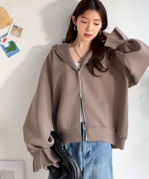 classicalelf（クラシカルエルフ）の「ふんわり、ゆったり、袖にキュン♪ダブルジップキャンディスリーブマシュマロダンボールパーカー（パーカー・レディース・ベージュ/モカ/ブラック・LARGE/X-LARGE/SMALL/MEDIUM）」の20枚目の写真