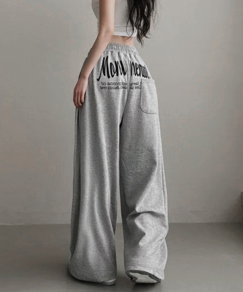Miniministore(ミニミニストア)の「バッグプリントワイドスエットパンツ韓国風(スウェットパンツ・レディース・ネイビー系2/ブラック系1/グレー系1/ネイビー系1/グレー系2/ブラック系2・FREE)」の3枚目の写真
