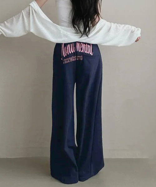 Miniministore(ミニミニストア)の「バッグプリントワイドスエットパンツ韓国風(スウェットパンツ・レディース・ネイビー系2/ブラック系1/グレー系1/ネイビー系1/グレー系2/ブラック系2・FREE)」の6枚目の写真