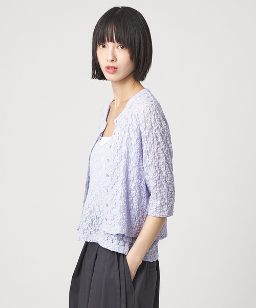 EMMEL REFINES（エメルリファインズ）の「＜EMMEL REFINES＞EM カットレース カーディガン＆タンクトップ セット（カーディガン/ボレロ・レディース・ライラック/ブラック/ホワイト・FREE）」の5枚目の写真