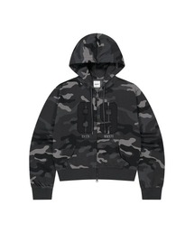 『mahagrid/マハグリッド』 Camo Applique Cropped Zip-Up Hoodie/カモフラージュ短丈ジップアップパーカー
