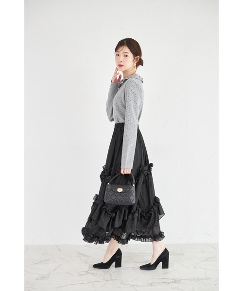 tocco closet（トッコ　クローゼット）の「【ZOZO限定】重ねフリルティアードスカート（スカート・レディース・ブラック/オフホワイト・M）」の15枚目の写真