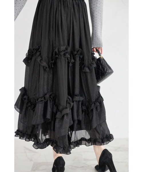 tocco closet（トッコ　クローゼット）の「【ZOZO限定】重ねフリルティアードスカート（スカート・レディース・ブラック/オフホワイト・M）」の21枚目の写真