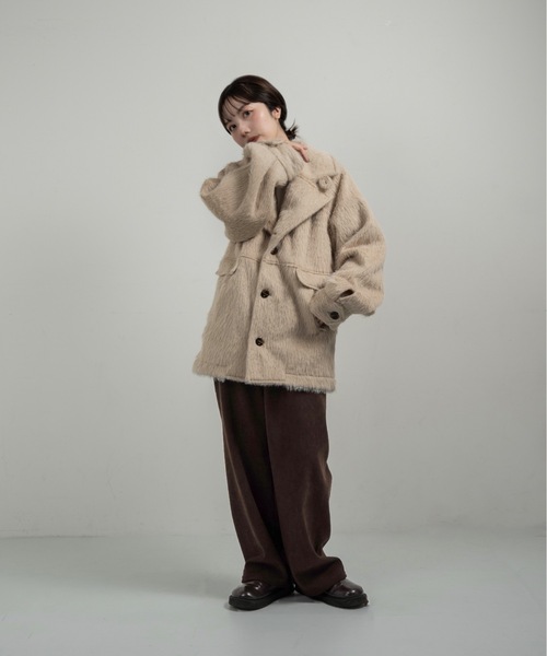 セール】2way shaggy random button coat / 2wayシャギーランダム
