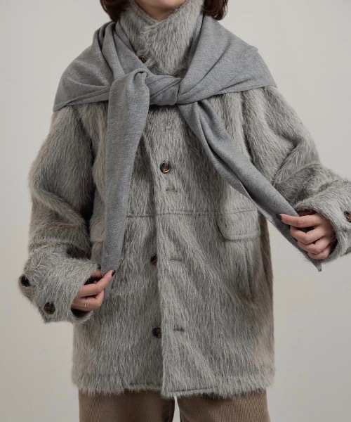 セール】2way shaggy random button coat / 2wayシャギーランダム