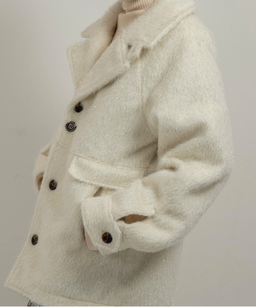 lawgy(ラウジー)の「2way shaggy random button coat / 2wayシャギーランダムボタンコート(その他アウター・レディース・ホワイト/ベージュ/ミックスグレー・FREE)」の5枚目の写真
