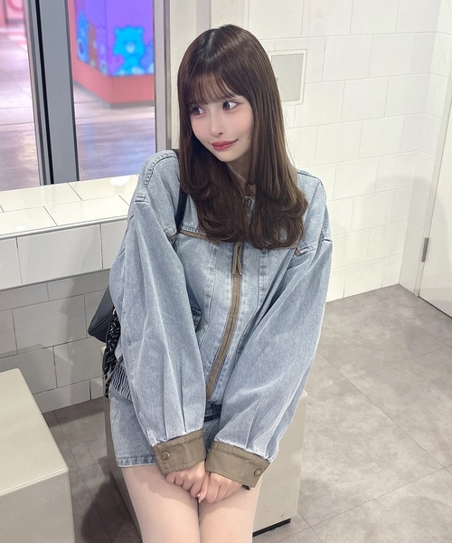 one way(ワンウェイ)の「パイピングブルゾン(テーラードジャケット・レディース・ブルー/ベージュ・FREE)」の15枚目の写真