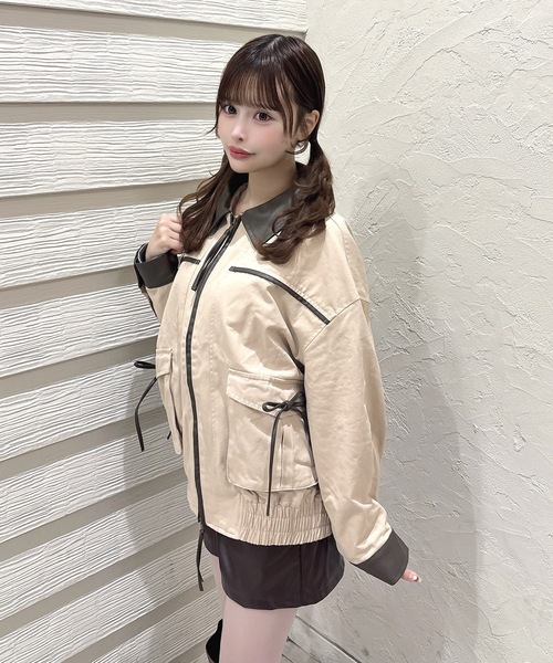 one way(ワンウェイ)の「パイピングブルゾン(テーラードジャケット・レディース・ブルー/ベージュ・FREE)」の5枚目の写真